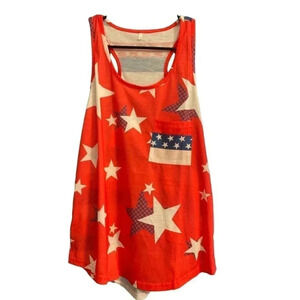 UNBRANDED SIZE LARGE red and blue with stars tank shirt